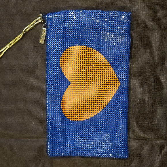 Felix Rey Rare Metal Mesh Clutch Blue With Orange Heart - Picture 5 of 9